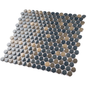 JAPM301 Multi Blue mix color polished tiny round porcelain mosaic tile