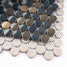 JAPM301 Multi Blue mix color polished tiny round porcelain mosaic tile