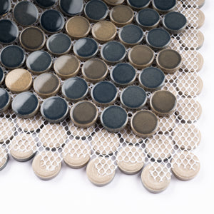 JAPM301 Multi Blue mix color polished tiny round porcelain mosaic tile