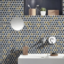 JAPM301 Multi Blue mix color polished tiny round porcelain mosaic tile