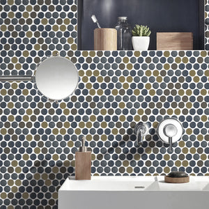 JAPM301 Multi Blue mix color polished tiny round porcelain mosaic tile