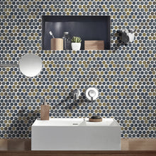 JAPM301 Multi Blue mix color polished tiny round porcelain mosaic tile