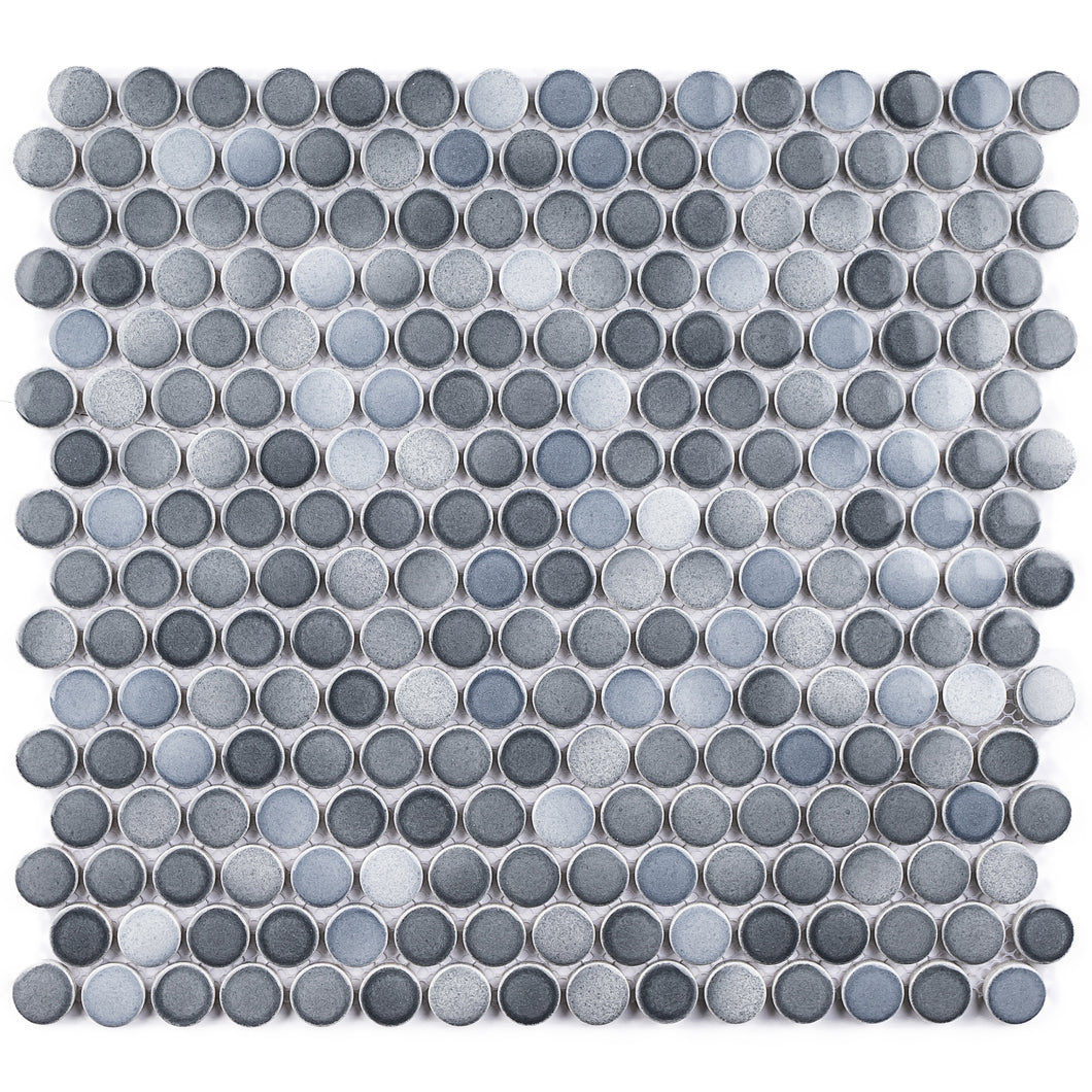 JAPM302 Multi Grey mix color polished tiny round porcelain mosaic tile