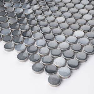 JAPM302 Multi Grey mix color polished tiny round porcelain mosaic tile