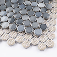 JAPM302 Multi Grey mix color polished tiny round porcelain mosaic tile