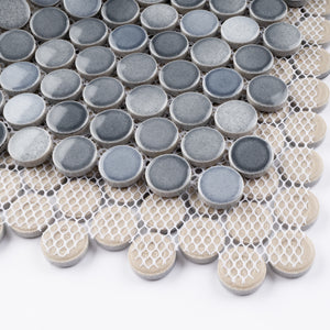 JAPM302 Multi Grey mix color polished tiny round porcelain mosaic tile