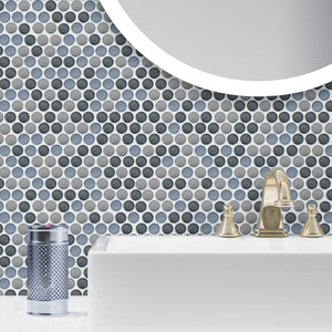 JAPM302 Multi Grey mix color polished tiny round porcelain mosaic tile