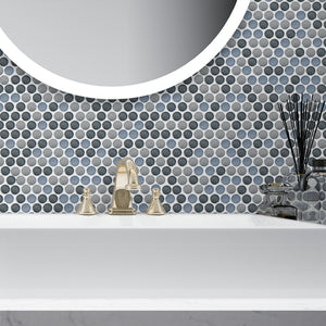 JAPM302 Multi Grey mix color polished tiny round porcelain mosaic tile