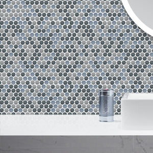 JAPM302 Multi Grey mix color polished tiny round porcelain mosaic tile