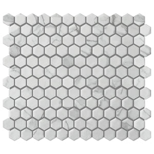 JAPM402 White Marble glazed Saint porcelain Tiny Hexagon Mosaic tile