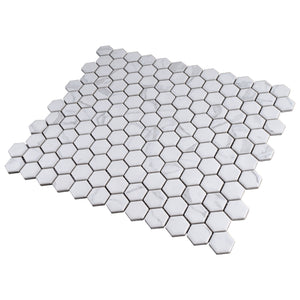 JAPM402 White Marble glazed Saint porcelain Tiny Hexagon Mosaic tile