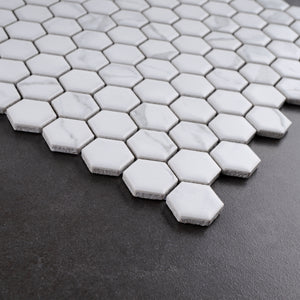 JAPM402 White Marble glazed Saint porcelain Tiny Hexagon Mosaic tile