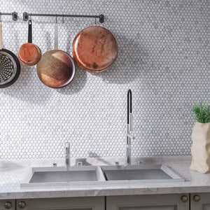 JAPM402 White Marble glazed Saint porcelain Tiny Hexagon Mosaic tile