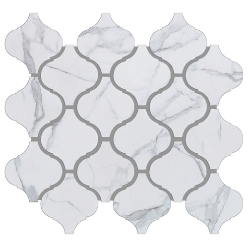 JAPM403 White Marble glazed Saint porcelain Lantern Shape Mosaic tile