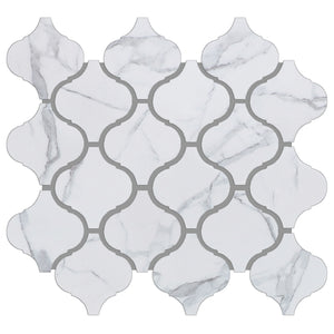 JAPM403 White Marble glazed Saint porcelain Lantern Shape Mosaic tile