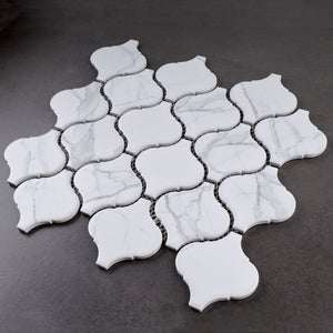 JAPM403 White Marble glazed Saint porcelain Lantern Shape Mosaic tile