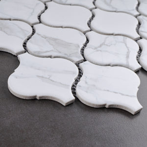 JAPM403 White Marble glazed Saint porcelain Lantern Shape Mosaic tile