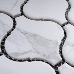 JAPM403 White Marble glazed Saint porcelain Lantern Shape Mosaic tile