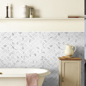 JAPM403 White Marble glazed Saint porcelain Lantern Shape Mosaic tile