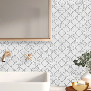 JAPM403 White Marble glazed Saint porcelain Lantern Shape Mosaic tile