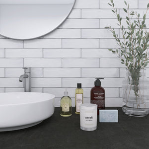 KE-BLSM KEZMA - White handmade ceramic wall tile 3 in. x 12 in. subway tile (Matt Finish)