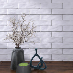 KE-BLSM KEZMA - White handmade ceramic wall tile 3 in. x 12 in. subway tile (Matt Finish)