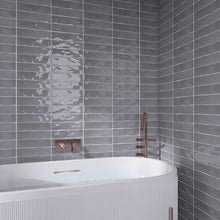 KE-GRS KEZMA - Gray handmade ceramic wall tile 3 in. x 12 in. subway tile Polished