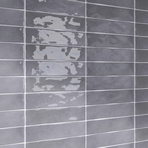 KE-GRS KEZMA - Gray handmade ceramic wall tile 3 in. x 12 in. subway tile Polished