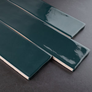 KE-PES KEZMA - Blue handmade ceramic wall tile 3 in. x 12 in. subway tile Polished