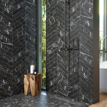 MA-GO-CHV Maquina Gold Black 3x16 Chevron Porcelain Wall and Floor Tile