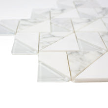 TMOPG-01 Triangle Square White Carrara Stone Mosaic Tile Backsplash