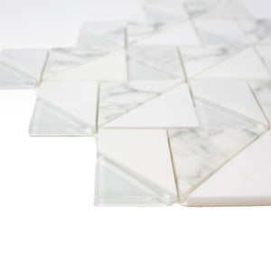 TMOPG-01 Triangle Square White Carrara Stone Mosaic Tile Backsplash