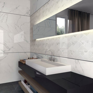 TMOPG-01 Triangle Square White Carrara Stone Mosaic Tile Backsplash