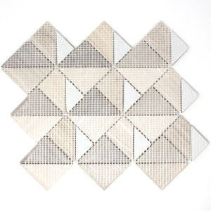 TMOPG-02 Triangle Square Wooden Beige Stone Mosaic Tile Backsplash