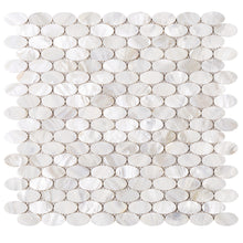 TMPSG-03 Mother of Pearl 1" x 1" Oval Seashell Tile in White