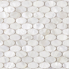 TMPSG-03 Mother of Pearl 1" x 1" Oval Seashell Tile in White