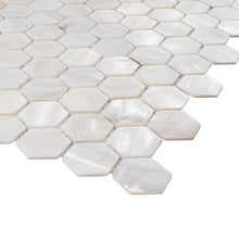 TMPSG-04 Mother of Pearl 1" x 1" Hexagon Seashell Tile in White