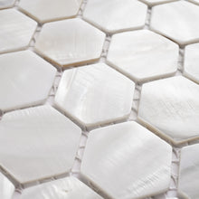 TMPSG-04 Mother of Pearl 1" x 1" Hexagon Seashell Tile in White