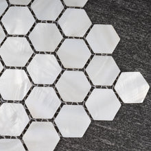 TMPSG-04 Mother of Pearl 1" x 1" Hexagon Seashell Tile in White