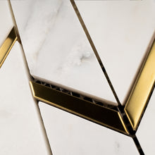 NBG-3  Chevron White and Gold Metal Stainless Steel Polished Marble Tile