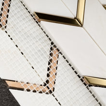 NBG-3  Chevron White and Gold Metal Stainless Steel Polished Marble Tile