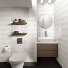 NBG-3  Chevron White and Gold Metal Stainless Steel Polished Marble Tile