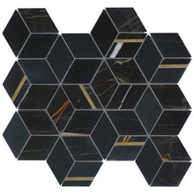 TNDOG-02 Hexagon Gold and Black Metal Stainless Steel Marble tile