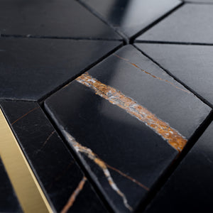 TNDOG-02 Hexagon Gold and Black Metal Stainless Steel Marble tile