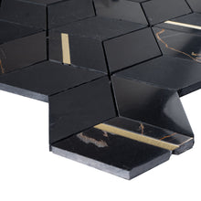 TNDOG-02 Hexagon Gold and Black Metal Stainless Steel Marble tile