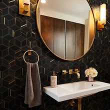 TNDOG-02 Hexagon Gold and Black Metal Stainless Steel Marble tile