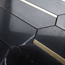 TNDOG-04 Long Hexagon black and gold marble mosaic tile backsplash