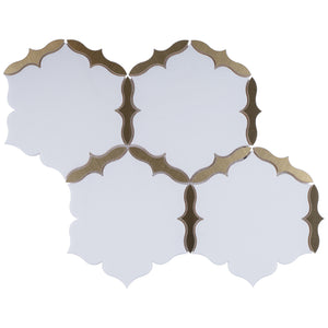 TNDOG-07 Snowflake white and gold marble mosaic tile backsplash