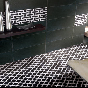 TNEAG-01 Basket Weave Black and White Stone Mosaic Tile Sheet