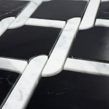 TNEAG-02 Interlock Link Tie Black and White Stone Mosaic Tile Sheet